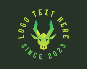 Mythical Creature - Green Gaming Dragon logo design