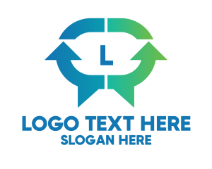 Forum - Arrow Message Bubble Lettermark logo design