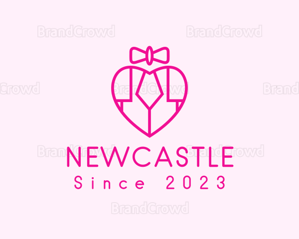 Bow Necktie Heart Piano Logo