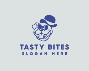 Canine - Pet Bulldog Bowler Hat logo design