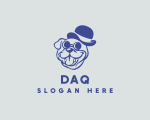 Dog - Pet Bulldog Bowler Hat logo design