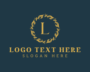 Photographer - Elegant Foliage Wreath logo design