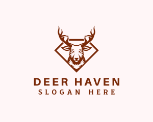 Animal Deer Diamond logo design