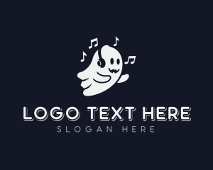 Musical Note - Ghost Headphones Music logo design