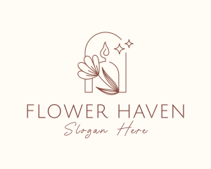 Candle Light Flower logo design