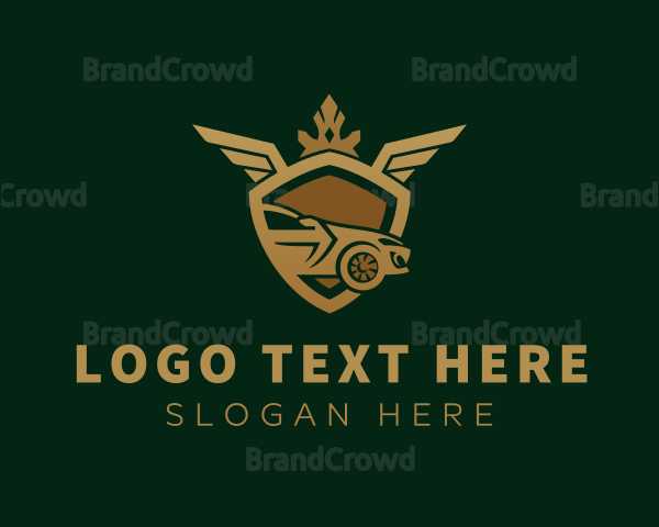 Golden Luxury Car Shield Logo