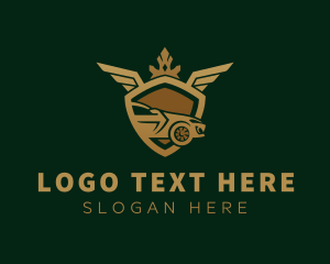 Car - Golden Luxury Car Shield logo design