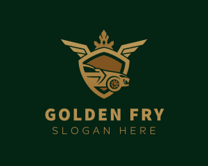 Golden Luxury Car Shield logo design