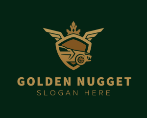 Golden Luxury Car Shield logo design