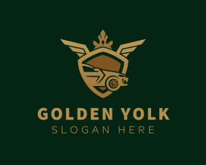 Golden Luxury Car Shield logo design