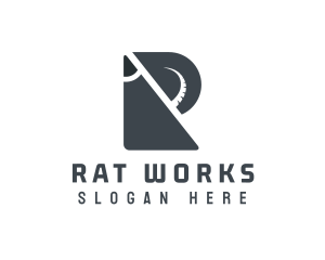 Rat - Gray Rat Letter R logo design