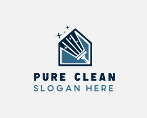 Sparkling Squeegee Cleaning Tool logo design