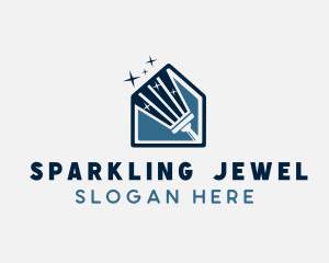 Sparkling Squeegee Cleaning Tool logo design