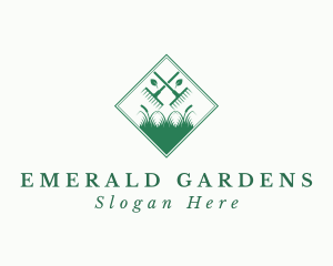 Gardening Rake Grass logo design