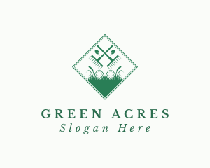 Gardening Rake Grass logo design