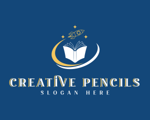 Creative Book Rocket logo design