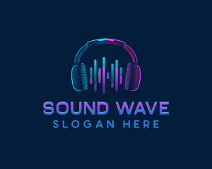 Headphone - Neon Headphones Music logo design