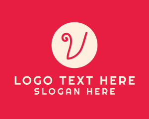 Pink - Pink Handwritten Letter V logo design