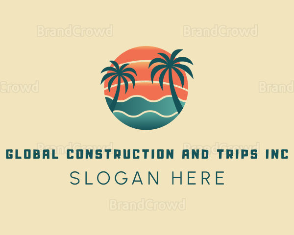 Hot Beach Palm Tree Summer Logo