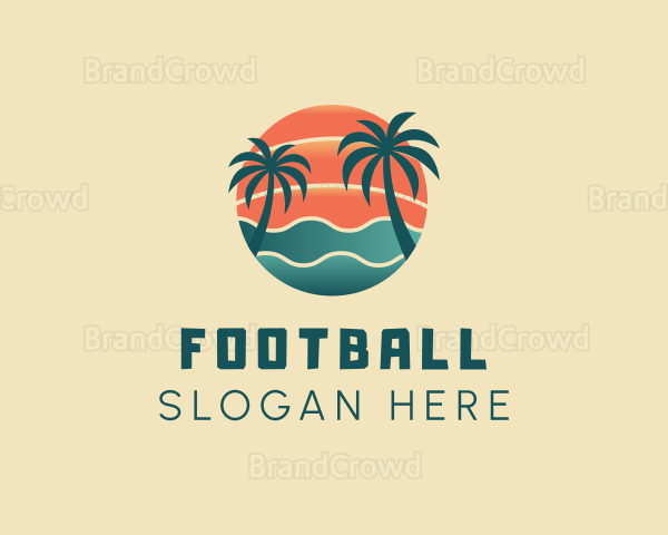 Hot Beach Palm Tree Summer Logo