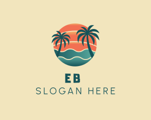 Hot Beach Palm Tree Summer Logo