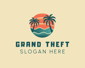 Hot Beach Palm Tree Summer Logo