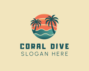 Snorkeling - Hot Beach Palm Tree Summer logo design