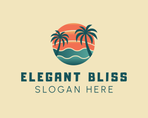 Holiday Getaway - Hot Beach Palm Tree Summer logo design