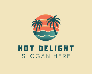 Hot Beach Palm Tree Summer logo design