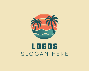 Vacation - Hot Beach Palm Tree Summer logo design