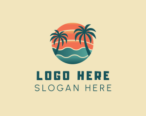 Beach - Hot Beach Palm Tree Summer logo design