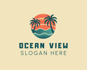 Hot Beach Palm Tree Summer logo design