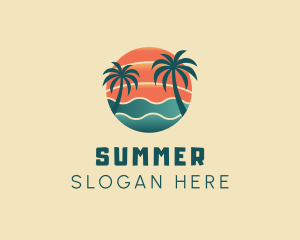 Hot Beach Palm Tree Summer logo design