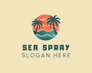 Hot Beach Palm Tree Summer logo design