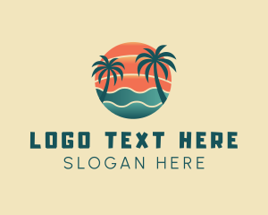 Diving - Hot Beach Palm Tree Summer logo design