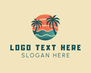 Hot Beach Palm Tree Summer Logo