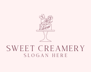 Floral Cake Dessert logo design