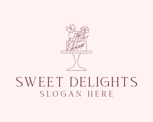 Floral Cake Dessert logo design