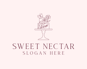 Floral Cake Dessert logo design