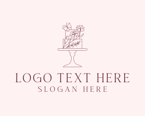 Wedding - Floral Cake Dessert logo design