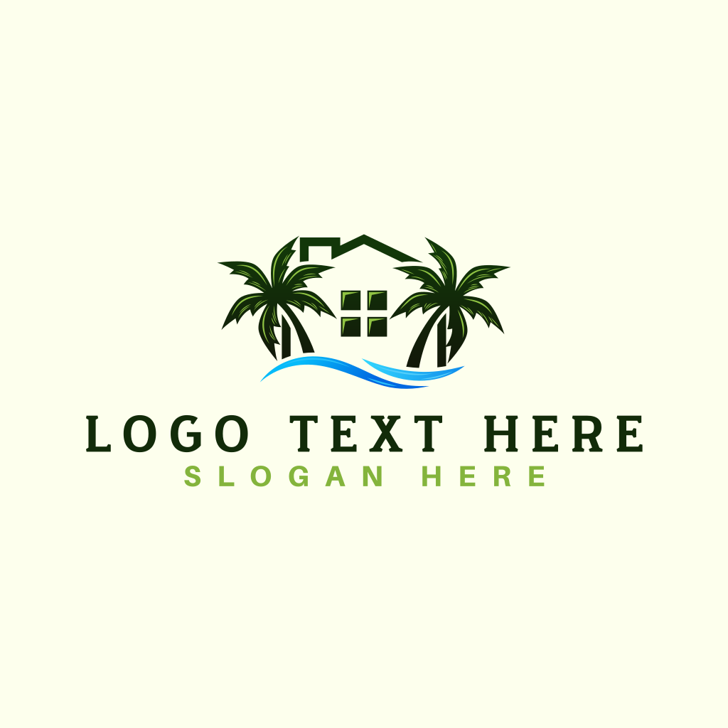 Beach House Palm Tree Resort Logo | BrandCrowd Logo Maker