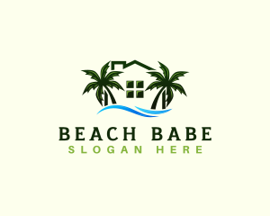 Beach House Palm Tree Resort logo design