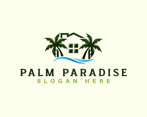 Beach House Palm Tree Resort logo design