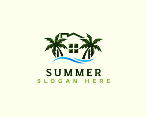 Beach House Palm Tree Resort logo design