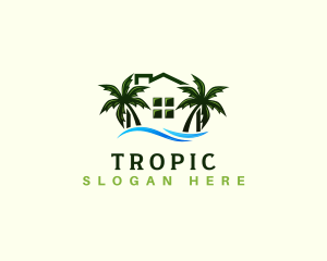 Beach House Palm Tree Resort logo design