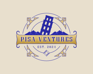 Pisa - Italy Tower Landmark logo design