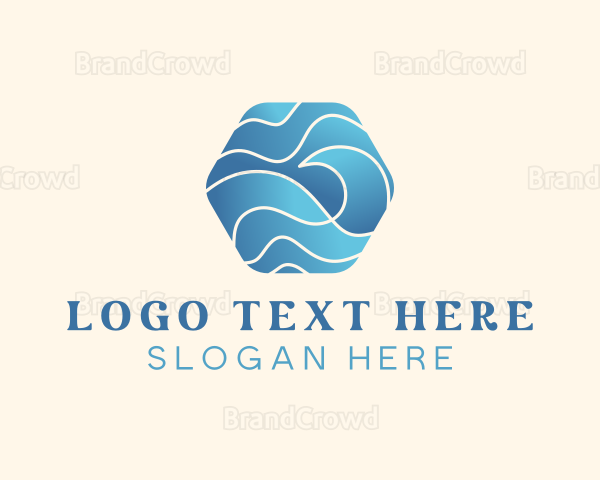 Hexagon Surfing Waves Logo