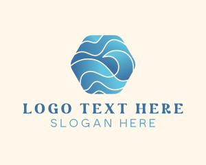 Line - Hexagon Surfing Waves logo design