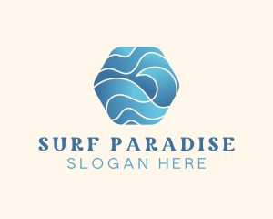 Hexagon Surfing Waves logo design