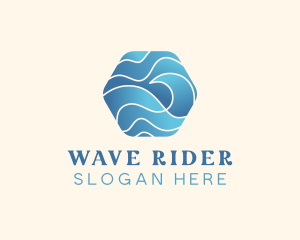 Surfing - Hexagon Surfing Waves logo design